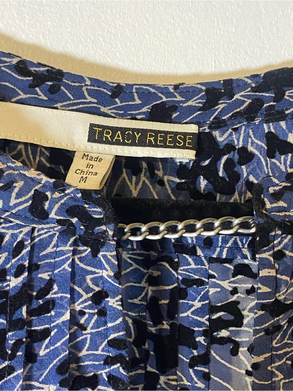Tracy‎ Reese Floral Pintuck Peasant Tunic Silk Velvet Burnout Sheer M Romantic - Picture 3 of 8
